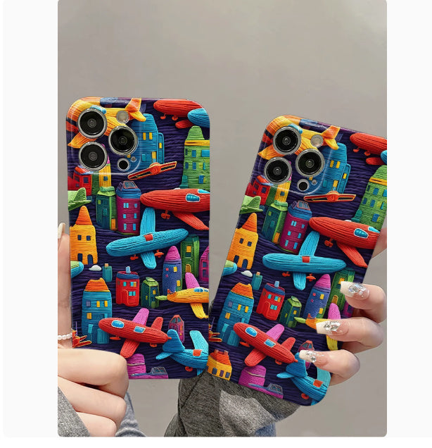 Oil Painting Minimalist Airplane Phone Case